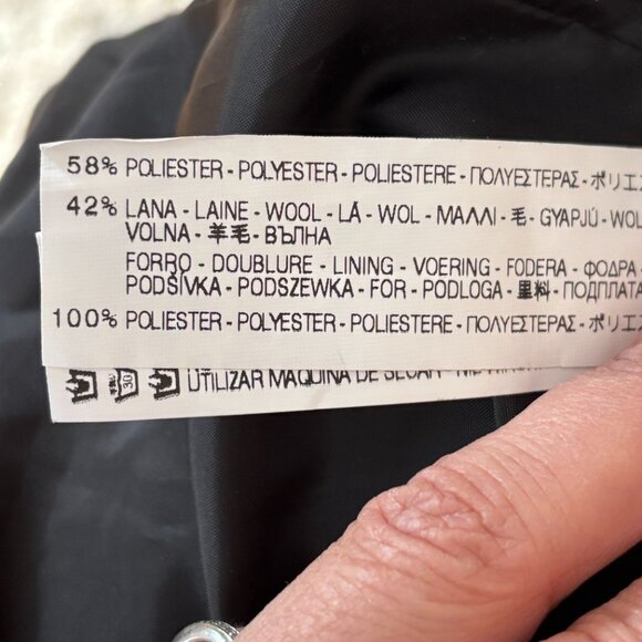 ZARA Wool Blend Fringe Trim Metallic Weave Long Tweed Blazer Jacket SZ S - Picture 8 of 10